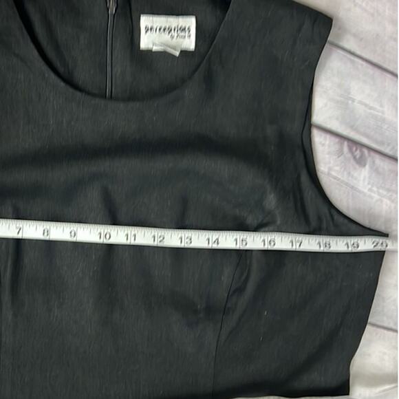 Vintage Y2K Linen Sheath Dress Black Minimalist Style Size 12 Perceptions Modest - Picture 5 of 8